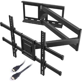 BONTEC TV Wall Mount with Extra Long Articulated Arm for 32-75 inch up to 132lbs, Tilt Swivel Level Wall Mount Universal Dual Arm Long Reach TV Bracket, Full Motion TV Wall Mount, Max VESA 600x400mm