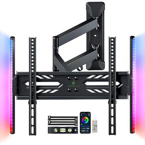 Greenstell TV Wall Mount with LED Lights, Full Motion TV Mount for 26-65 inch TVs, DIY TV Backlights with Music Sync, Swivel, Tilt, Single Articulating Arm, Max VESA 400x400mm, Holds up to 88lbs in Kuwait