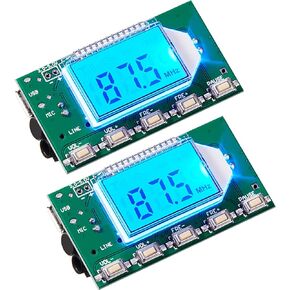 2 Pieces Digital FM Transmitter Module Stereo FM Transmitter DSP PLL 76.0-108.0MHz Stereo Frequency Modulation with LCD Display Line/USB/Mic Input, DC 3.0V - 5.0V