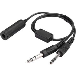 Mugast U 174 Headset Adapter,Portable Headphone Adapter Cable for Helicopter to General Aviation Dual Plugs - David Clark AVCOMM
