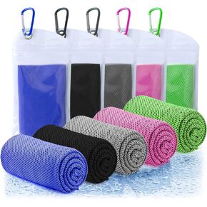 Amgico 3 Packs Cooling Towels(40"x12"), Sweat Towel for Neck and Face, Soft Breathable Instant Cooling Towel for Sport, Yoga, Gym, Workout, Fitness, Running, Travel, Camping (Multicolor)