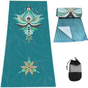 Large Yoga Towel74 L x 27.5" W Rubber Grip Dots Bottom Non Slip Yoga Mat Towel for Hot Yoga Pilates and Workout