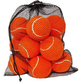 URBEST Tennis Ball 12 Packs Training Tennis Balls Practice Balls for Novice Player, Pet Dog Playing Balls with Mesh Carry Bag