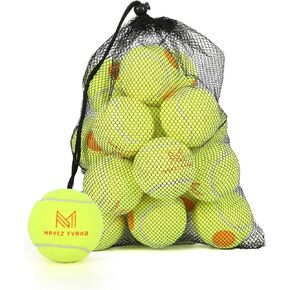 12 or 18 Pack Tennis Balls for Kids 25%-50% Low Compression Stage Tennis Ball for Beginners Youth Kids Training Practicing with Mesh Bag Easy to Transport