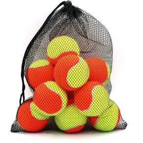 Magicorange Tennis Balls, 12 Pack Low Compression Stage Tennis Ball for Beginners Youth Kids Training Practicing with Mesh Bag for Easy Transport