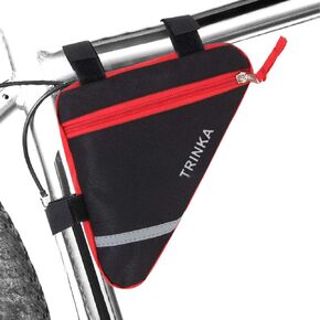 FULARR Bike Triangle Bag, Bicycle Front Tube Frame Bag, Bike Bag Waterproof Tool Bag. Double-Sided Reflective Decoration Makes Night Riding Safer –– Red