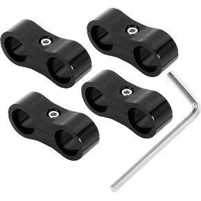 X AUTOHAUX 4pcs Red AN4 11mm Hose Separator Clamp Fitting Adapter with Wrench for Car
