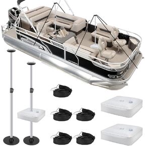 Pontoon Boat Cover Support Poles System 2 Pack, Adjustable Aluminum Support Poles with Weight Bag and Webbing Strap,Suitable for Pontoon Boat Cover, Jon Boat Cover, V Hull Boat Cover