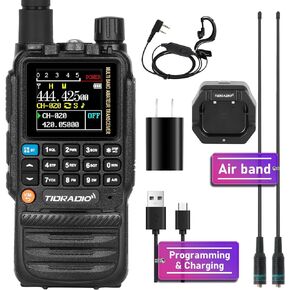 TIDRADIO TD-H3 Ham Radio Multi-Band Two Way Radio with AirBand & TD-771 Long Antenna,USB-C Programming & Charging,2500mAh Battery,One Key Frequency Match,DTMF FM AM NOAA VOX SCAN,Walkie Talkies