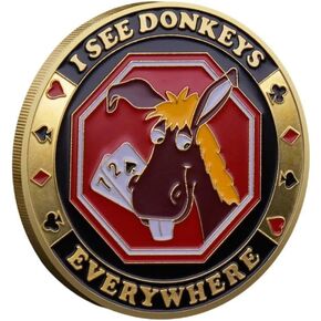Poker Card Guard Coin Collectibles Table Games Poker - Good Luck, Las Vegas, Poker Accessories, Pot Committed, Shark, Donkeys, Quees, Ace King Lucky Coin