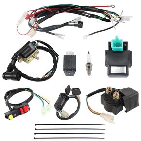 Wiring Harness Ignition Coil CDI Box Loom Harness Spark Plug Kits for Chinese ATV 50-125cc Dirt Pit Bike Lifan 110cc Sunl 90cc ATV Electric Start Engine