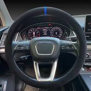 Carodi Car Suede Steering Wheel Cover Car Non-Slip Leather Car Interior Fitting 15-inch Universal