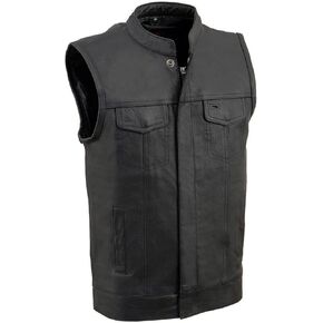 Milwaukee Leather LKY3850 Youth Size Open Neck Snap and Zip Front Club Style Leather Vest