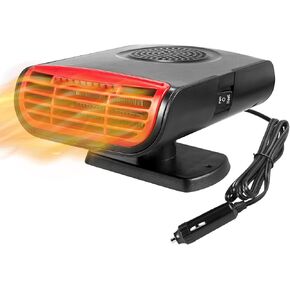 12 فولت 2 في 1 مروحة تبريد كهربائية محمولة، سخان سيارة، تسخين سريع 150 وات مع قابس ولاعة السجائر مناسب لجميع سيارات الكابينة والمقعد (أسود وأحمر) in Kuwait