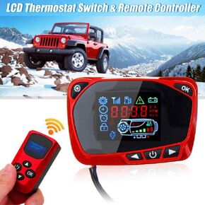 12V/24V Diesel Heater Controller Portable Diesel Heater Air Parking Heater Remote Controller + LCD Switch（Red）