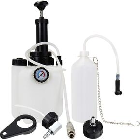 Manual Brake Clutch Fluid Bleeder Kit Oil Change Bleeding Tool Set with 3L Hand Pressure Pump Refill Tank 1L Extractor Bottle Master Cylinder Adapter Caps Compatible with Ford Chevy VW Audi