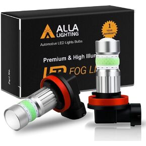 Alla Lighting 2800lm H8 H11 H16 LED Fog Lights Bulbs, 3200K Golden Yellow DRL Replacement for Cars, Trucks, Xtreme Super Bright COB-72 SMD Upgrade