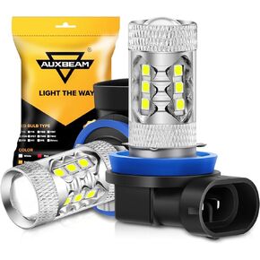 Auxbeam H11/H8/H9 LED Fog Light Bulbs, Max 50W 6500K Xenon White, 8000LM Super Bright, 360-degree Illumination, Fog Car Lights Replacement, Pack of 2