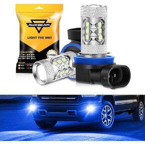Auxbeam H11/H8/H9 LED Fog Light Bulbs, Max 50W 6500K Xenon White, 8000LM Super Bright, 360-degree Illumination, Fog Car Lights Replacement, Pack of 2