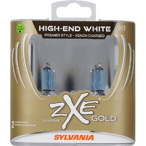 SYLVANIA - H11 (64211) SilverStar zXe GOLD High Performance Halogen Headlight Bulb - Headlight & Fog Light, Bright White Output, Best HID Alternative, Xenon Charged Technology (Contains 2 Bulbs)