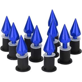 Wind Screen Bolts, M5 Fairing Screws Motorcycle Spike Windshield Bolts Screw Nuts Kit Universal Fit for Motorcycle Bikes Scooters Uses M5 Bolts(Blue)