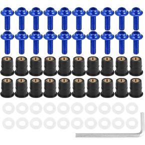 Motoforti 20pcs M5 5mm Motorcycle Windscreen Screws Fairing Windscreen Screws Bolt Windshield Mounting Nuts Installation Black