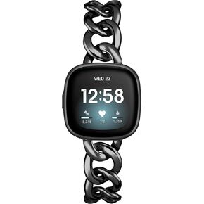 Silm Metal Band Compatible with Fitbit Versa 4/Fitbit Sense 2 Band Cute Women, Bling Jewelry Strap Replacement Compatible for Fitbit Sense/Versa 3 Women (Gold)