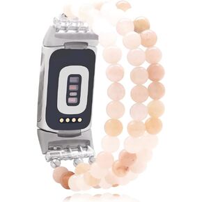 إكسسوارات C&L متوافقة مع Fitbit Charge 6 Bands/Fitbit Charge 5 Bands أحجار كريمة طبيعية مطرزة يدويًا وأساور بديلة قابلة للتعديل للنساء والفتيات in Kuwait