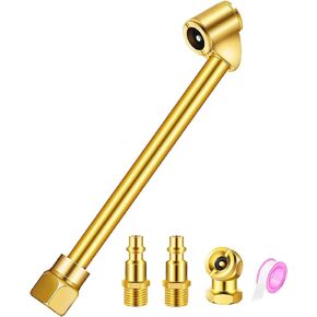 GODESON Air Chuck Set,2pcs Heavy Duty Dual Head Air Chuck,2 pcs Closed Ball Tire Chuck with 1/4" FNPT and 4pcs Standard Male Quick Plug, Tire Air Fill Kit for Tire Inflator Gauge and Air Compressor