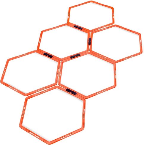 Crown Sporting Goods Hexagonal Ladder Set, Fluorescent Orange – Plyometric Hex Speed Rings for Agility Footwork Training & Vertical Jump Workouts, Features 6-Rungs of Hexes in Saudi Arabia