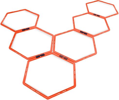 Crown Sporting Goods Hexagonal Ladder Set, Fluorescent Orange – Plyometric Hex Speed Rings for Agility Footwork Training & Vertical Jump Workouts, Features 6-Rungs of Hexes in Saudi Arabia