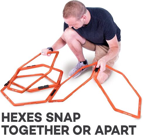Crown Sporting Goods Hexagonal Ladder Set, Fluorescent Orange – Plyometric Hex Speed Rings for Agility Footwork Training & Vertical Jump Workouts, Features 6-Rungs of Hexes in Saudi Arabia