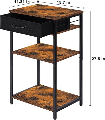 حامل طابعة مع مساحة تخزين، طاولة طابعة ثلاثية الطبقات، رف طابعة صغير مع درج قماش للمنزل والمكتب، منضدة صناعية لملفات الماسح الضوئي لجهاز الفاكس باللون الأسود in Kuwait