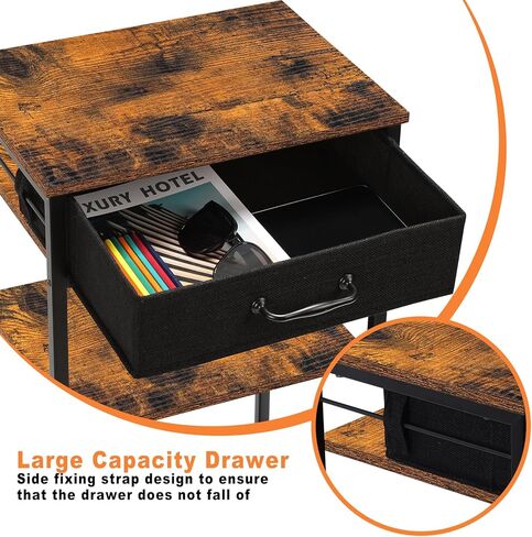 حامل طابعة مع مساحة تخزين، طاولة طابعة ثلاثية الطبقات، رف طابعة صغير مع درج قماش للمنزل والمكتب، منضدة صناعية لملفات الماسح الضوئي لجهاز الفاكس باللون الأسود in Kuwait