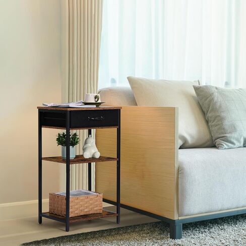 حامل طابعة مع مساحة تخزين، طاولة طابعة ثلاثية الطبقات، رف طابعة صغير مع درج قماش للمنزل والمكتب، منضدة صناعية لملفات الماسح الضوئي لجهاز الفاكس باللون الأسود in Kuwait