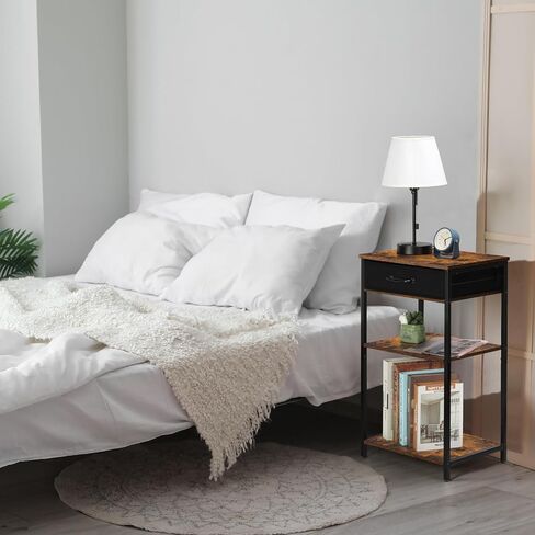 حامل طابعة مع مساحة تخزين، طاولة طابعة ثلاثية الطبقات، رف طابعة صغير مع درج قماش للمنزل والمكتب، منضدة صناعية لملفات الماسح الضوئي لجهاز الفاكس باللون الأسود in Kuwait