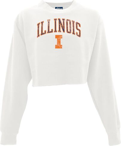 Blue 84 Women's NCAA Officially Licensed Crop Crewneck Sweatshirt Vintage Arch Over White in Saudi Arabia