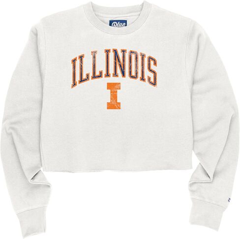 Blue 84 Women's NCAA Officially Licensed Crop Crewneck Sweatshirt Vintage Arch Over White in Saudi Arabia