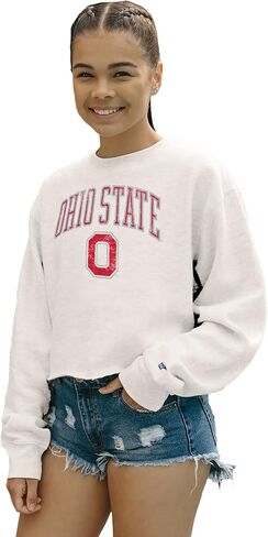 Blue 84 Women's NCAA Officially Licensed Crop Crewneck Sweatshirt Vintage Arch Over White in Saudi Arabia