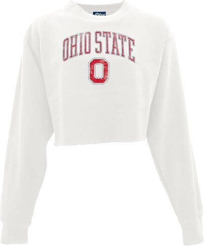 Blue 84 Women's NCAA Officially Licensed Crop Crewneck Sweatshirt Vintage Arch Over White in Saudi Arabia