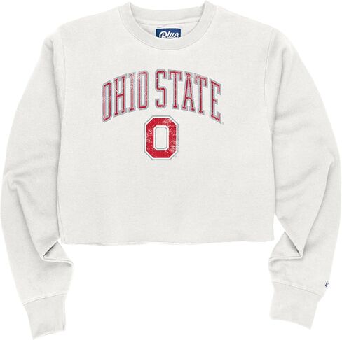 Blue 84 Women's NCAA Officially Licensed Crop Crewneck Sweatshirt Vintage Arch Over White in Saudi Arabia