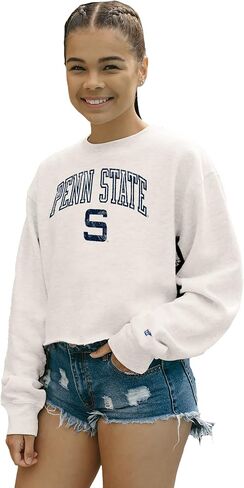 Blue 84 Women's NCAA Officially Licensed Crop Crewneck Sweatshirt Vintage Arch Over White in Saudi Arabia