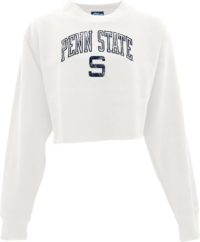 Blue 84 Women's NCAA Officially Licensed Crop Crewneck Sweatshirt Vintage Arch Over White in Saudi Arabia