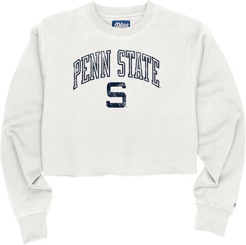 Blue 84 Women's NCAA Officially Licensed Crop Crewneck Sweatshirt Vintage Arch Over White in Saudi Arabia