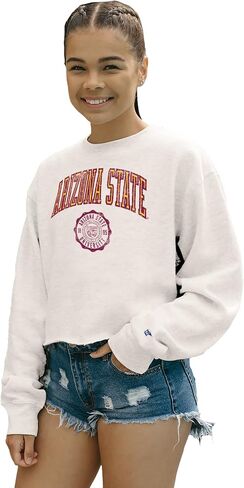 Blue 84 Women's NCAA Officially Licensed Crop Crewneck Sweatshirt Vintage Arch Over White in Saudi Arabia