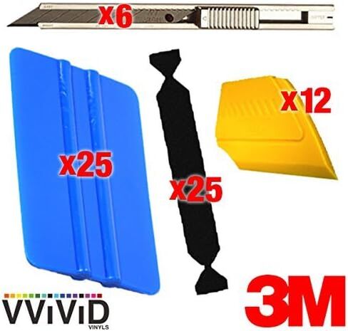 5-Pack 3M Blue Squeegees Flexible Plastic Applicator Edge Plus 5X Black Felt Scratch-Proof Adhesive Decal Vinyl Wrap Tool Kit in Saudi Arabia