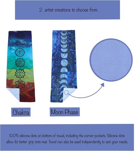 Yoga Towel | Yoga Mat Towel | Yoga Towels for Hot Yoga Non Slip | Hot Yoga Towel | w/Silicone Dots & Corner Pockets | Workout Towel | Chakra in Saudi Arabia