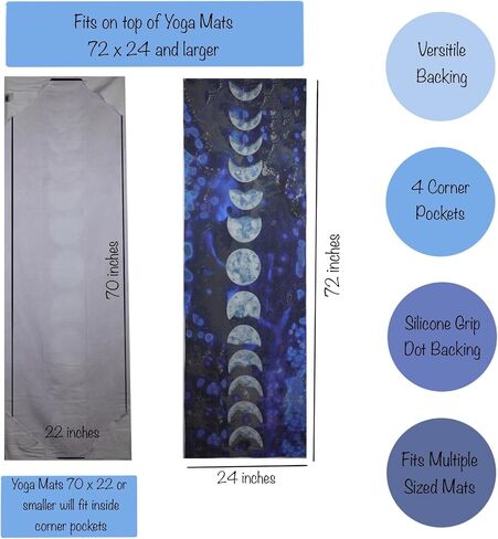 Yoga Towel | Yoga Mat Towel | Yoga Towels for Hot Yoga Non Slip | Hot Yoga Towel | w/Silicone Dots & Corner Pockets | Workout Towel | Chakra in Saudi Arabia