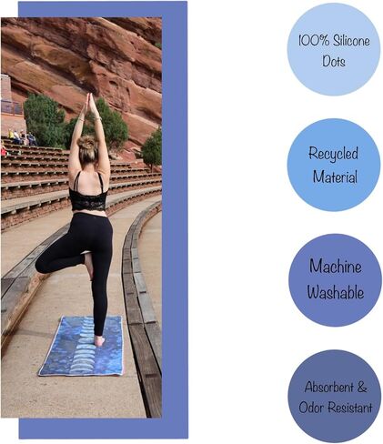 Yoga Towel | Yoga Mat Towel | Yoga Towels for Hot Yoga Non Slip | Hot Yoga Towel | w/Silicone Dots & Corner Pockets | Workout Towel | Chakra in Saudi Arabia