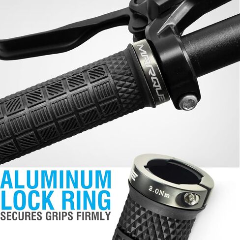 مقابض MARQUE Grapple MTB - مقابض الدراجة الجبلية مع قفل واحد على الياقة للمقود، لدراجات BMX، والدراجة الإلكترونية، والسكوتر، ودراجة الشاطئ ومعظم مقود الدراجات للبالغين، مضادة للانزلاق ومريحة in Kuwait